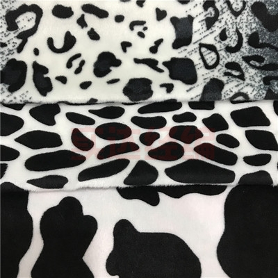 经典短毛绒黑白动物纹印花玩具面料